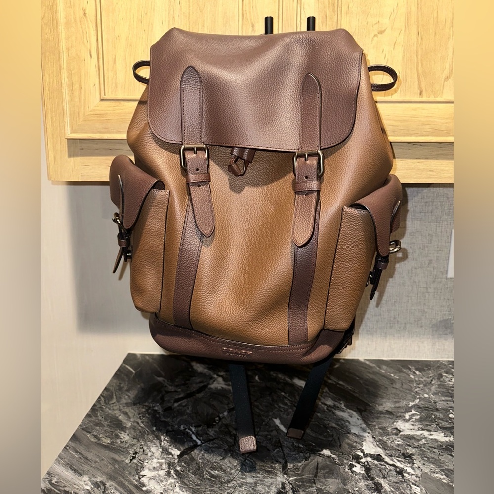 Coach Hudson Leather Backpack Colorblock